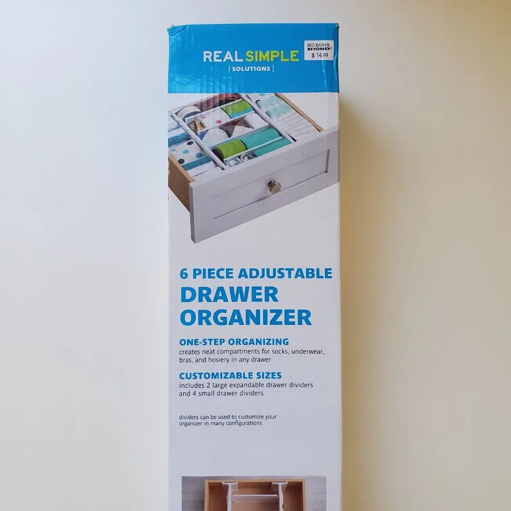 Real Simple 6-Piece Adjustable Drawer Organizer in Original Box